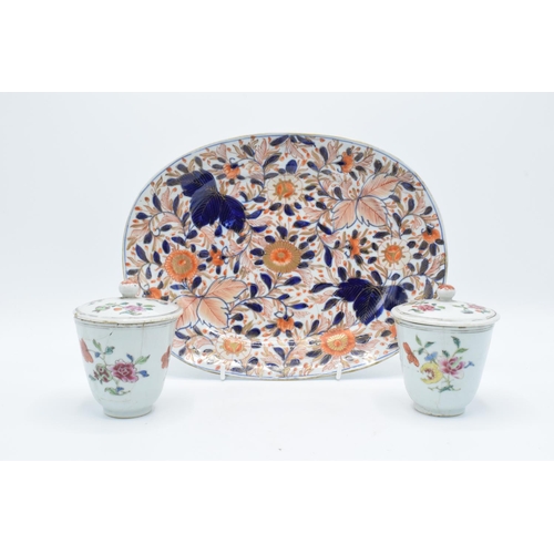 56 - A collection of oriental items to include an oval platter and 2 lidded pots (3) all a/f