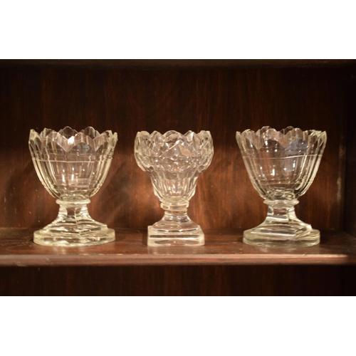 59 - A collection of small antique glass monteiths (3) All with chipping to the rim and the base. 10cm ta... 