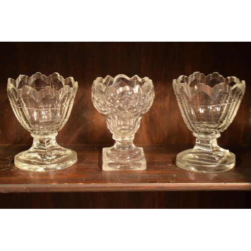 59 - A collection of small antique glass monteiths (3) All with chipping to the rim and the base. 10cm ta... 