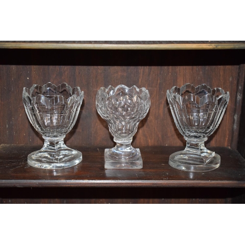 59 - A collection of small antique glass monteiths (3) All with chipping to the rim and the base. 10cm ta... 