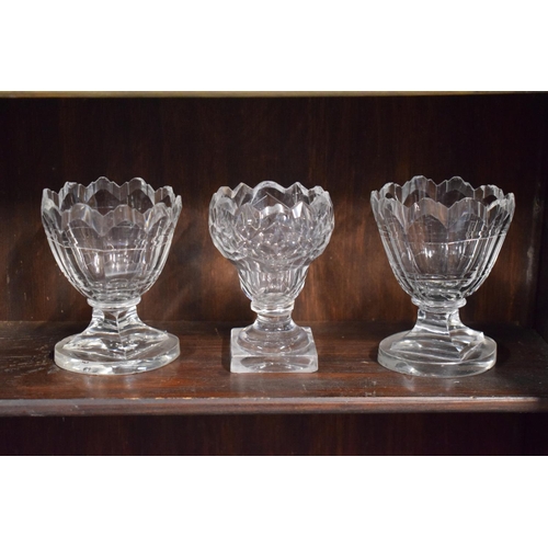 59 - A collection of small antique glass monteiths (3) All with chipping to the rim and the base. 10cm ta... 