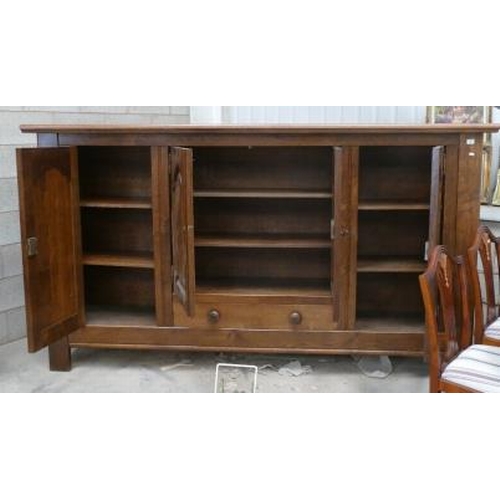 300 - Very Large Quality Oak Television Cupboard / Side Board. In good condition however very dusty and wi... 