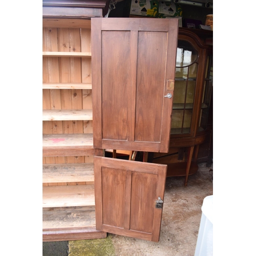 306 - Late Victorian pitch pine stained school cupboard made by The Midland Educational Company. In good f... 