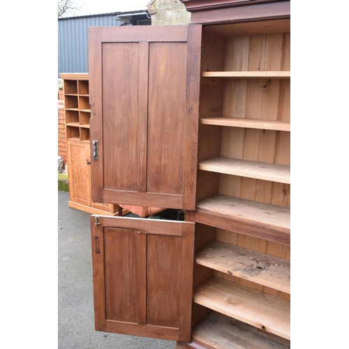 306 - Late Victorian pitch pine stained school cupboard made by The Midland Educational Company. In good f... 