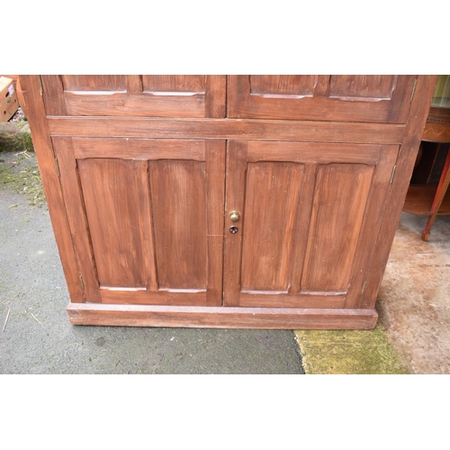 306 - Late Victorian pitch pine stained school cupboard made by The Midland Educational Company. In good f... 