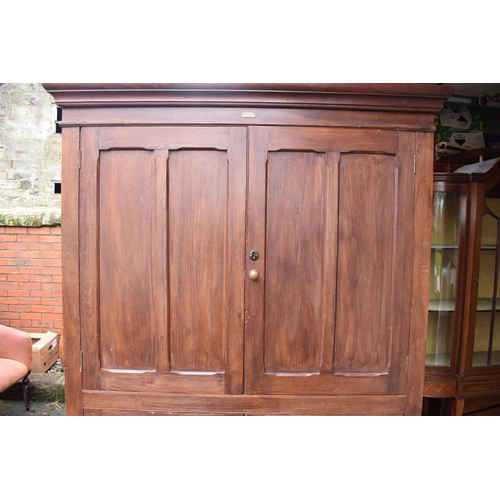 306 - Late Victorian pitch pine stained school cupboard made by The Midland Educational Company. In good f... 