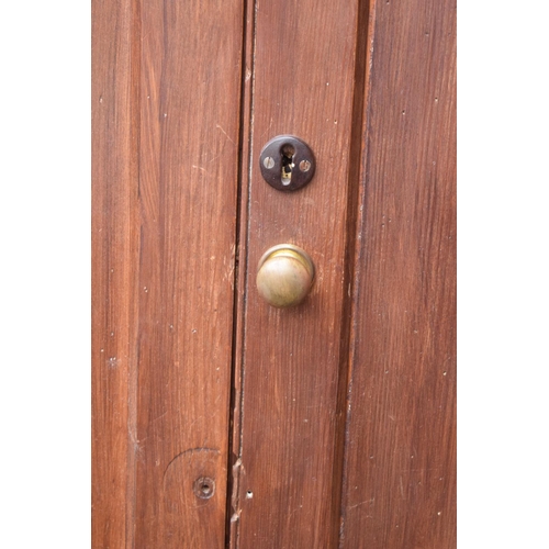 306 - Late Victorian pitch pine stained school cupboard made by The Midland Educational Company. In good f... 