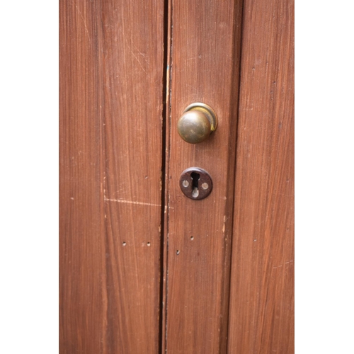 306 - Late Victorian pitch pine stained school cupboard made by The Midland Educational Company. In good f... 