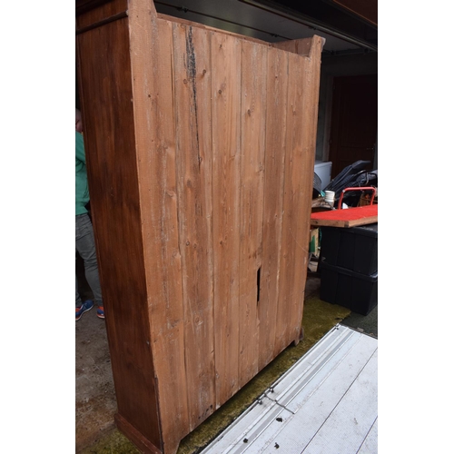 306 - Late Victorian pitch pine stained school cupboard made by The Midland Educational Company. In good f... 