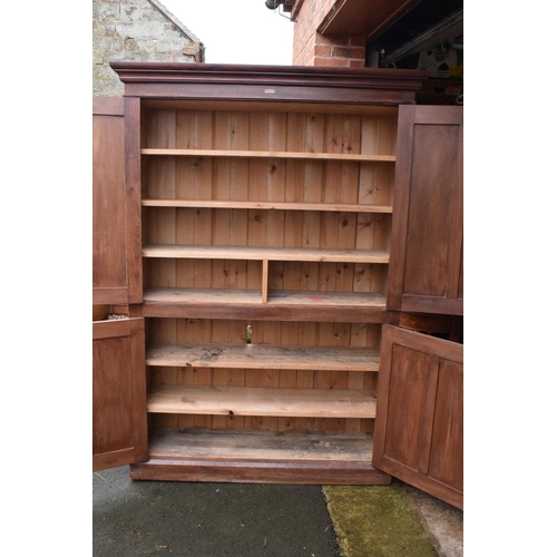 306 - Late Victorian pitch pine stained school cupboard made by The Midland Educational Company. In good f... 