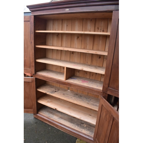 306 - Late Victorian pitch pine stained school cupboard made by The Midland Educational Company. In good f... 