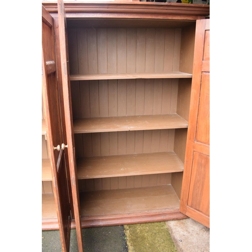 307 - Late Victorian double fronted pitch pine linen/ housekeepers cupboard. The item is in good solid, fu... 