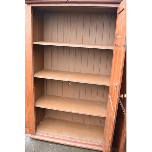 307 - Late Victorian double fronted pitch pine linen/ housekeepers cupboard. The item is in good solid, fu... 