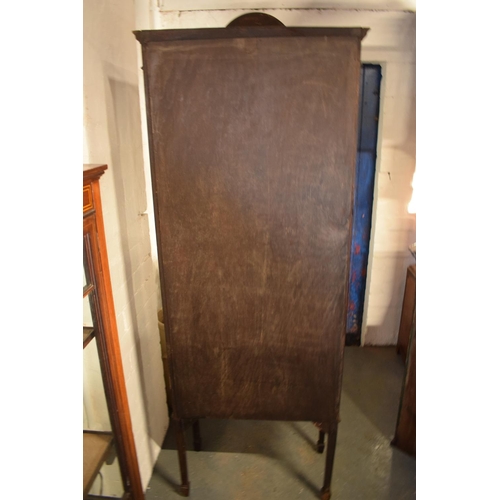 310 - Edwardian inlaid mahogany and glass display cabinet. There is a crack to one leg. worm is apparent, ... 