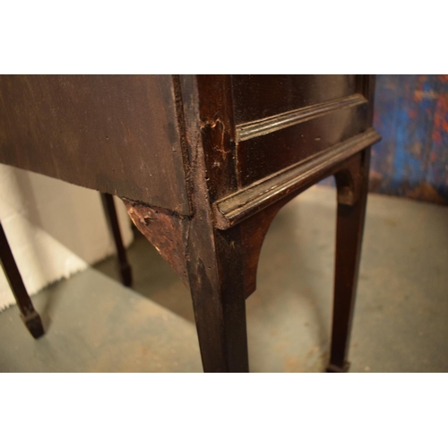 310 - Edwardian inlaid mahogany and glass display cabinet. There is a crack to one leg. worm is apparent, ... 