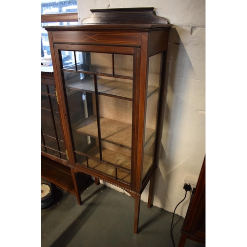 311 - Edwardian inlaid mahogany and glass display cabinet. In good functional condition with signs of wear... 