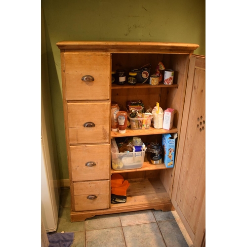 316 - Victorian pine kitchen cupboard/ meat safe consisting of shelves and drawers; possibly French. The i... 