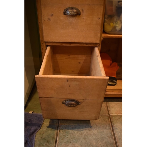 316 - Victorian pine kitchen cupboard/ meat safe consisting of shelves and drawers; possibly French. The i... 