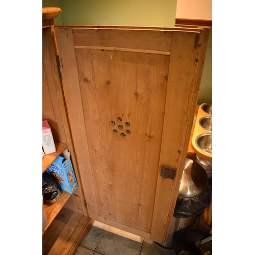 316 - Victorian pine kitchen cupboard/ meat safe consisting of shelves and drawers; possibly French. The i... 