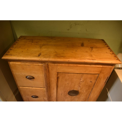 316 - Victorian pine kitchen cupboard/ meat safe consisting of shelves and drawers; possibly French. The i... 