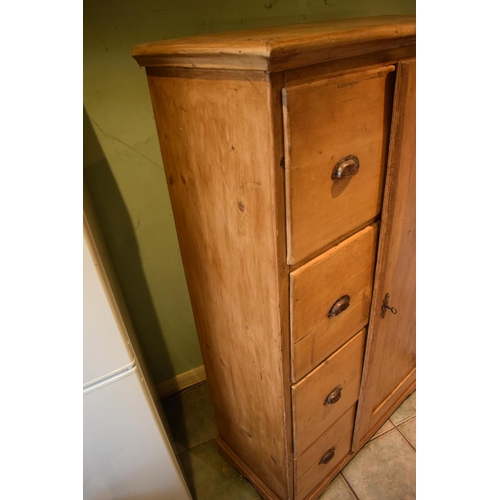 316 - Victorian pine kitchen cupboard/ meat safe consisting of shelves and drawers; possibly French. The i... 