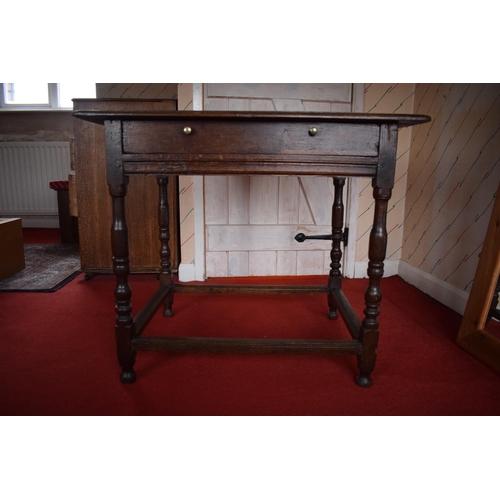 319 - Victorian oak lowboy with a single draw. The piece is a good example however does have wear and tear... 