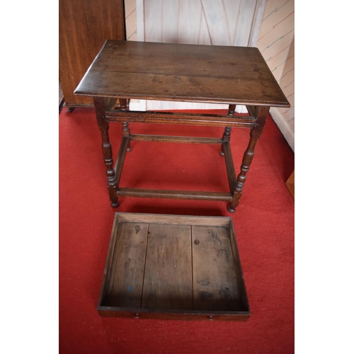 319 - Victorian oak lowboy with a single draw. The piece is a good example however does have wear and tear... 