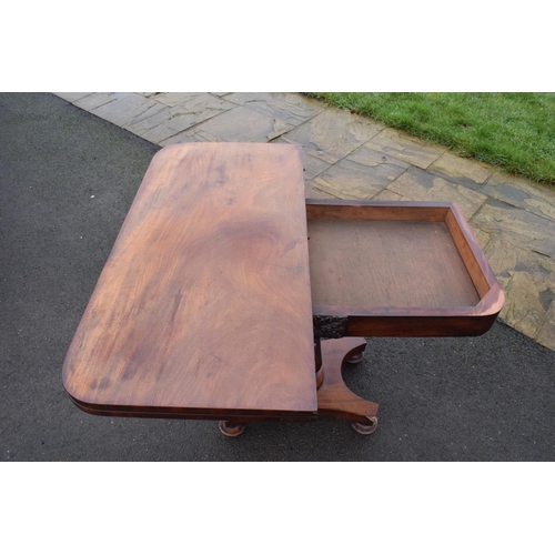 320 - Late Victorian rosewood fold-over games table. The piece functions well and folds/ slides well. Ther... 