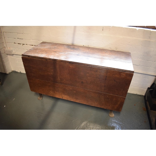 335 - Victorian oak drop leaf table. 118 x 150 when constructed x 78cm tall. In good condition. In need of... 