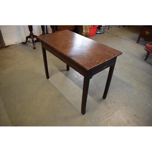 336 - Early Victorian oak side table with a single drawer. In good sturdy condition. 100 x 52 x 72cm. Some... 