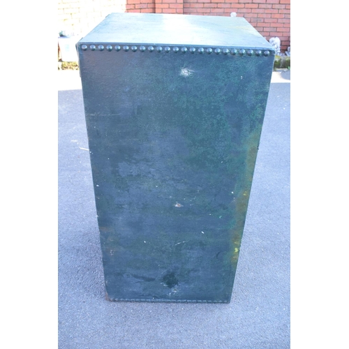 339 - Early 20th studded metal water trough which has been previously used as a planter. There have been h... 