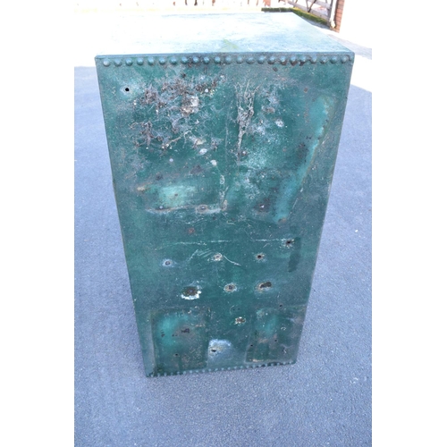 339 - Early 20th studded metal water trough which has been previously used as a planter. There have been h... 