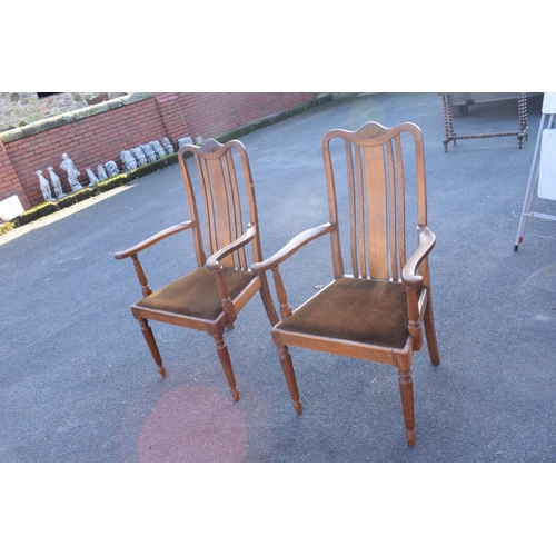 340 - Pair of Edwardian upholstered chairs (one has been cracked across the front legs though it can still... 