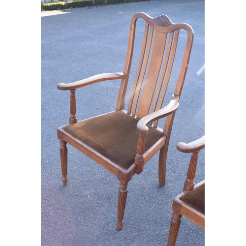 340 - Pair of Edwardian upholstered chairs (one has been cracked across the front legs though it can still... 