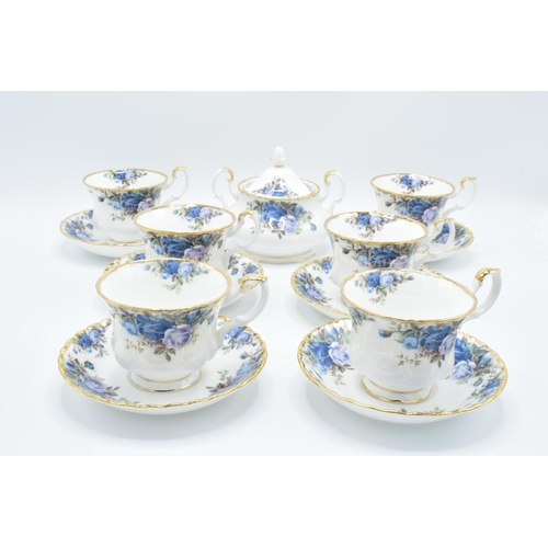 67 - Royal Albert 6 cups and saucers and lidded sugar pot in the Moonlight Rose design (13) In good condi... 