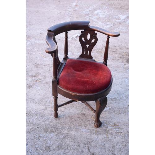 341 - Late Victorian upholstered corner chair. The item is in good structural condition but could do with ... 