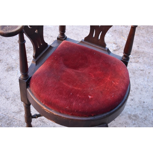 341 - Late Victorian upholstered corner chair. The item is in good structural condition but could do with ... 