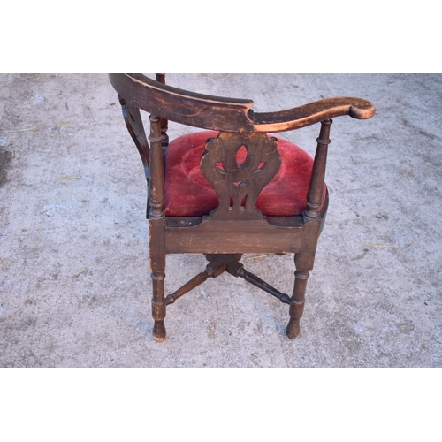 341 - Late Victorian upholstered corner chair. The item is in good structural condition but could do with ... 