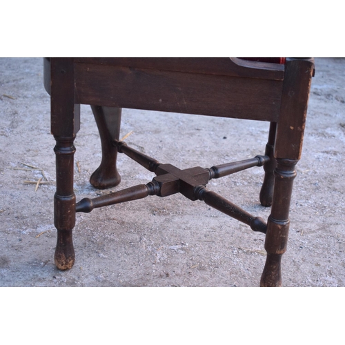 341 - Late Victorian upholstered corner chair. The item is in good structural condition but could do with ... 