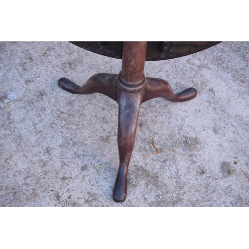 343 - Early 20th century oak circular tilt top tripod table, potentially the top is newer than the base. S... 