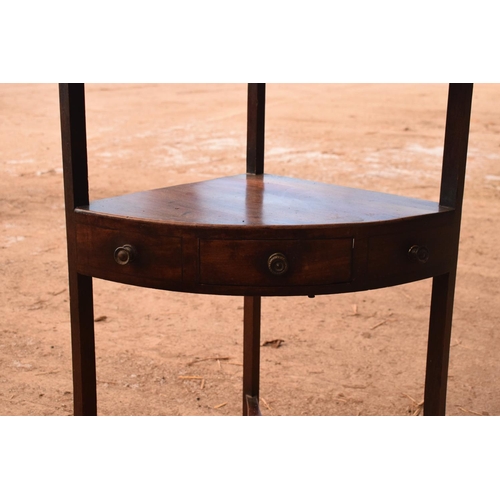 344 - Late Victorian mahogany corner basin stand. In good condition with some areas of damage including br... 