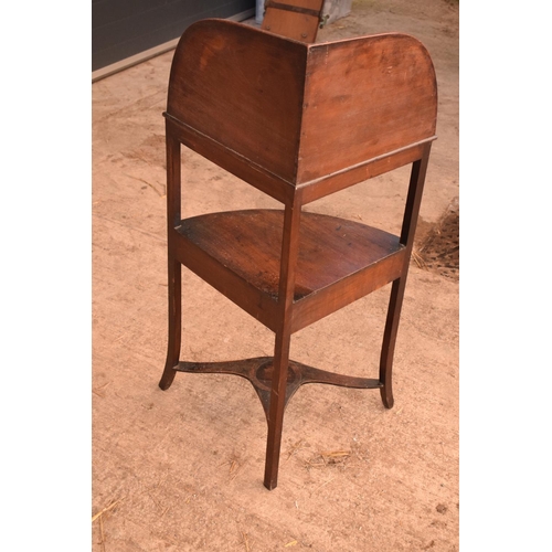 344 - Late Victorian mahogany corner basin stand. In good condition with some areas of damage including br... 