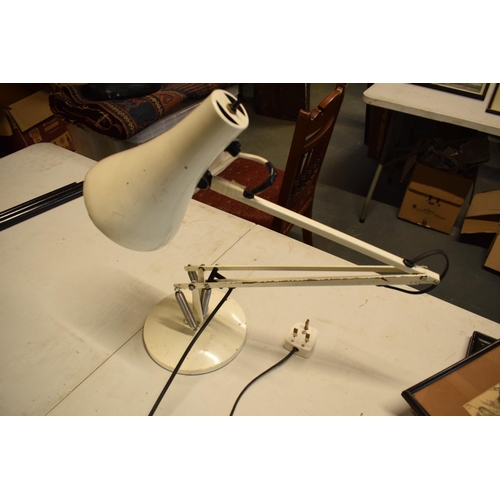 101 - Mid 20th century white anglepoise lamp in untouched condition. There is some tape in some places. No... 