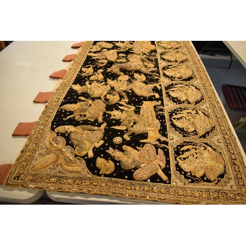 109 - 20th century Middle Eastern hand stitched wall hanging. 162cm x 83cm (not including the hanging loop... 