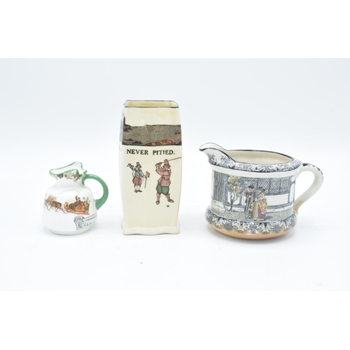 148 - Royal Doulton series ware to include a Father Christmas jug, a golfing scene vase ' He that always c... 