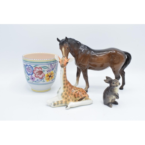 158 - A mixed collection of items to include Beswick brown mare facing left, USSR model of a giraffe, Goeb... 