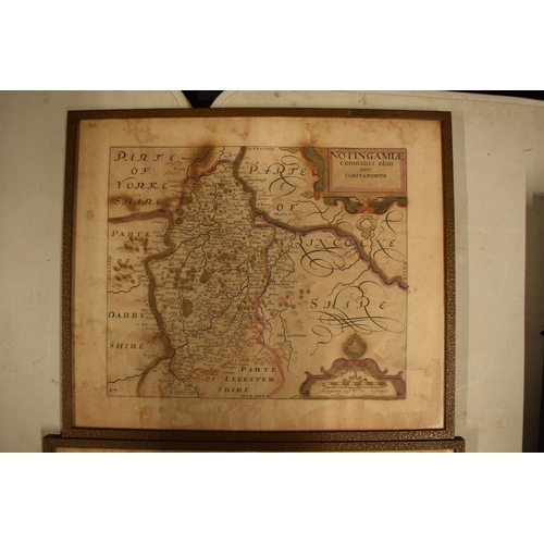 172 - Antique maps of Nottinghamshire by Robert Mordon and John Saxton (2) The Saxton map is badly stained... 