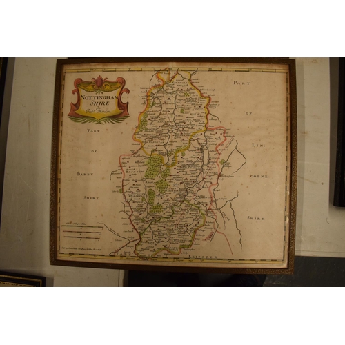 172 - Antique maps of Nottinghamshire by Robert Mordon and John Saxton (2) The Saxton map is badly stained... 