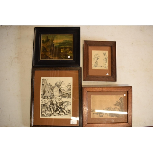 177 - Antique prints of 'The Prodigal Son and The Swine', 'Flight into Egypt' plus 2 more (4). Showing sig... 