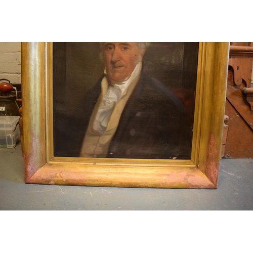 182 - 19th century oil on canvas of a gentleman. there is some paint missing rom the canvas. The frame ha ... 